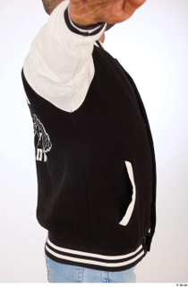 Duncan black white varsity jacket casual dressed upper body 0007.jpg